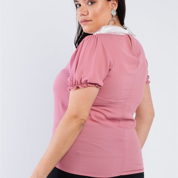 🎀Chiffon Embellished Peter Pan Collar Top🎀 - Picture 3 of 4